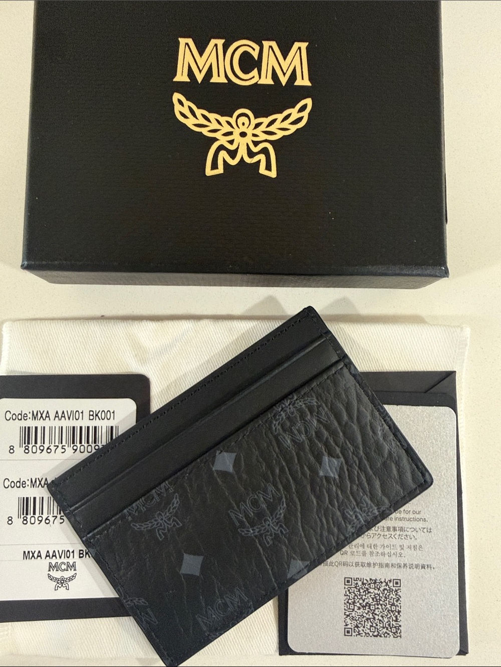 MCM Black Monogram Leather Card Case